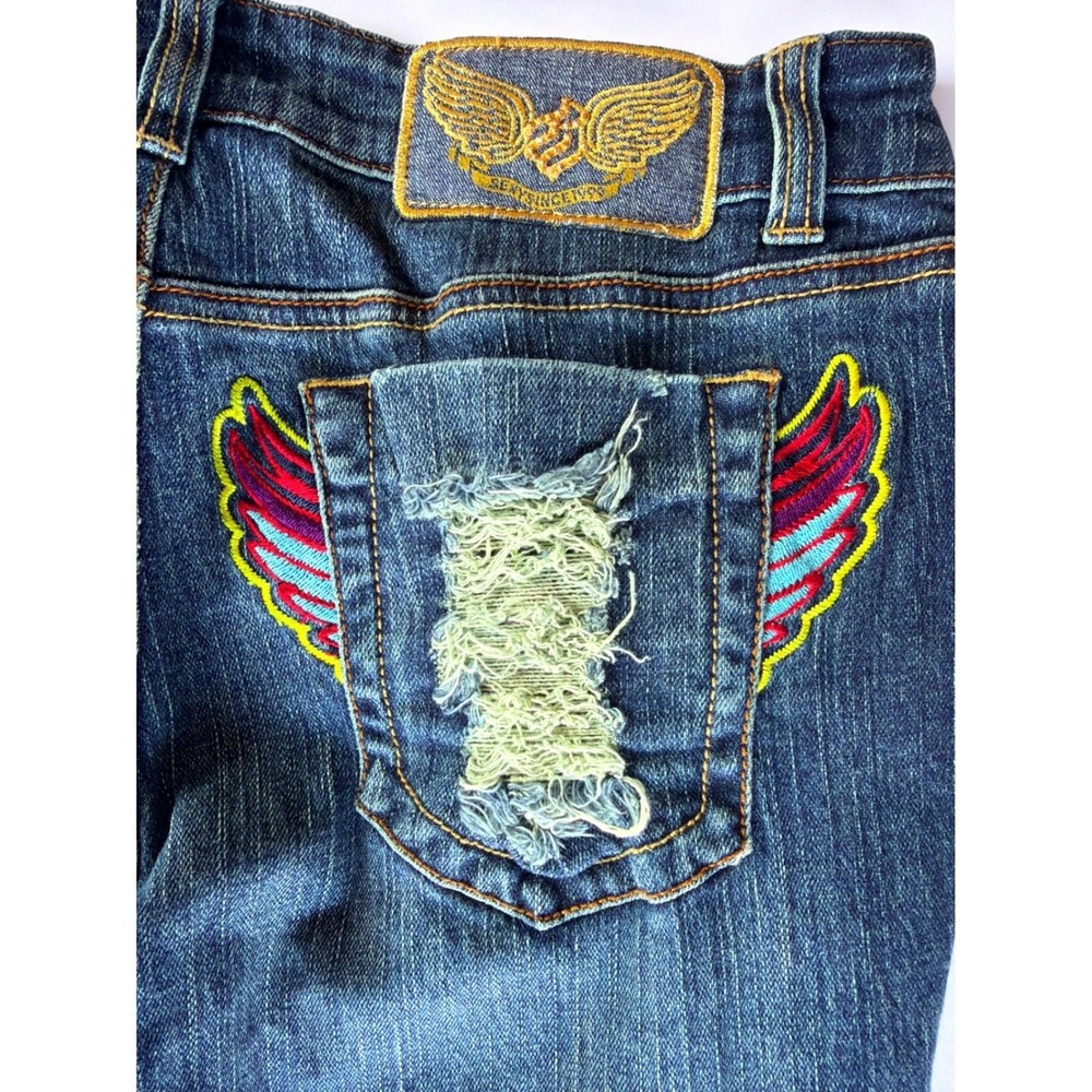 Rocawear Womens Bootcut Jeans School Spirit Blue Wing Embroider Y2K Vintage NWT
